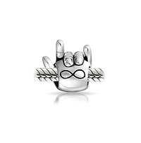 Bling Jewelry Bff Hand Sign Infinity I Love You Charm Bead Sterling Silver European Bracelet