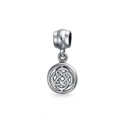 Bling Jewelry Celtic Infinity Love Knot Dangle Charm Bead in Oxidized Sterling Silver Bracelet