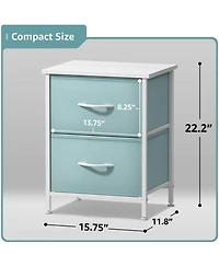 Sorbus 2 Pack Nightstand with Drawers - Steel Frame, Wood Top & Easy Pull Fabric Bins