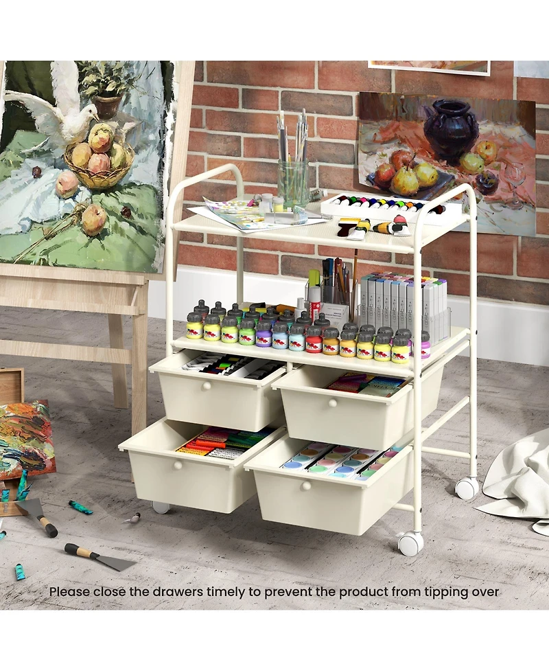 4 Drawers Shelves Rolling Storage Cart Rack