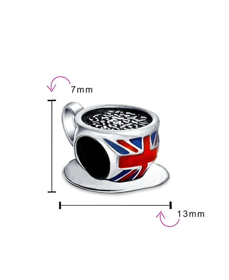 Bling Jewelry Travel England Union Jack Charm Bead Sterling Silver European Bracelet