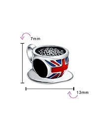 Bling Jewelry Travel England Union Jack Charm Bead Sterling Silver European Bracelet