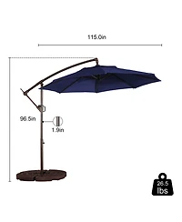 10 Ft Cantilever Patio Umbrella Offset Crank Large Outdoor Pool for Backyard Garden Deck Without Base