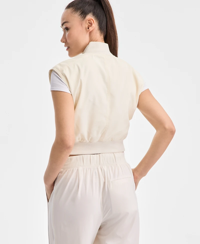 Id Ideology Women's Woven Piped Cropped Vest, Exclusively at Macy's