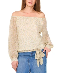 Vince Camuto Women's Floral Off-The-Shoulder Long-Sleeve Tie-Front Blouse
