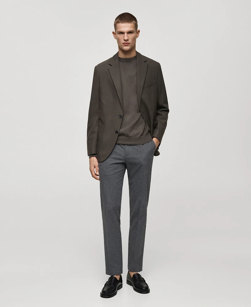 Mango Men's Regular-Fit Flannel Trousers