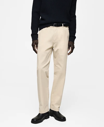Mango Men's Regular-Fit Cotton Trousers