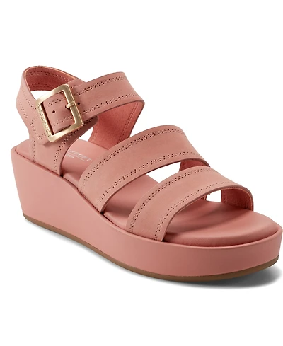 Rockport Women's Anala Strappy Open Toe Casual Wedge Sandals