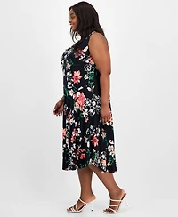 Robbie Bee Plus Printed Cowl-Neck Midi Dress