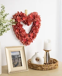 Northlight 14" Salmon Valentine's Day Wooden Floral Heart Wreath