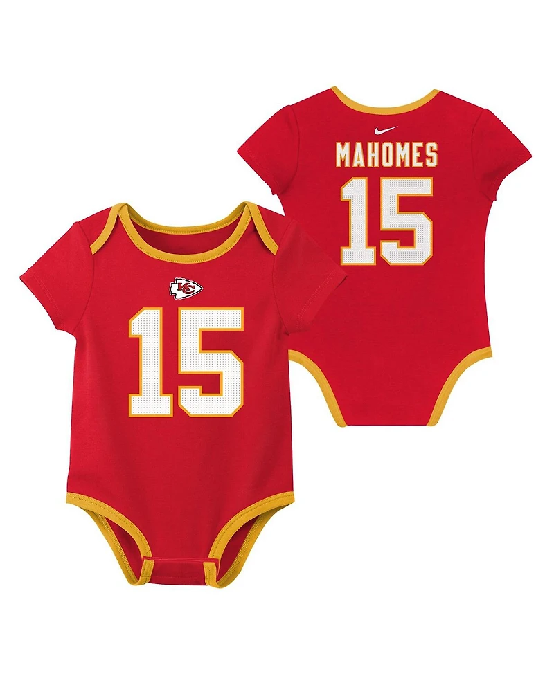 Nike Baby Boys and Girls Patrick Mahomes Kansas City Chiefs Name Number 3-Pack Bodysuit Set
