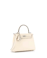 Pre-Owned HERMES Kelly 25 Handbag Light Swift with Palladium Hardware