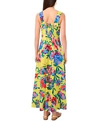 Vince Camuto Women's Floral Square-Neck Smocked-Back Sleeveless Maxi Dress