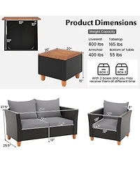 4 Piece Outdoor Conversation Set with Storage Coffee Table