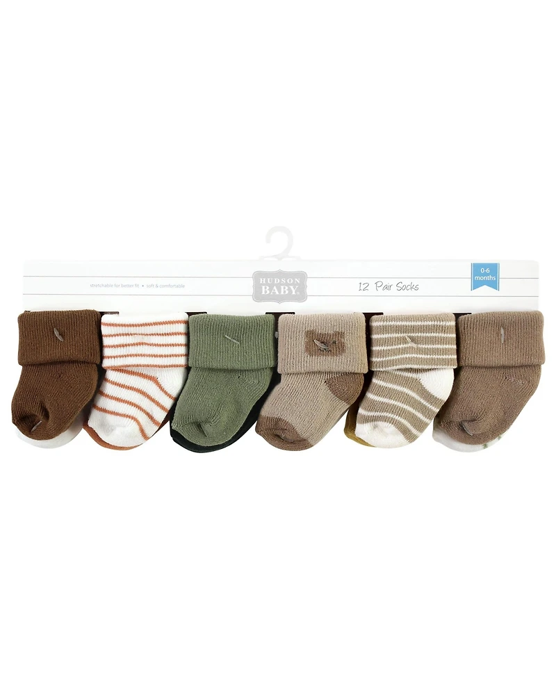Hudson Baby Boys Cotton Rich Terry Socks 24-Pack