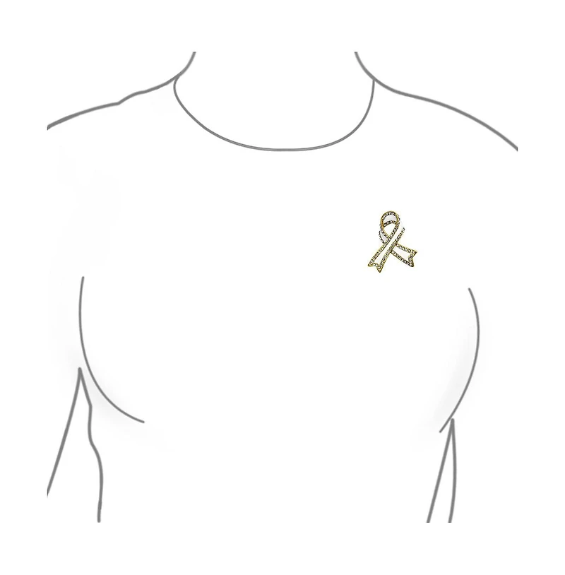 Bling Jewelry Open Heart Enamel Crystal Brooch Pin Awareness Ribbons