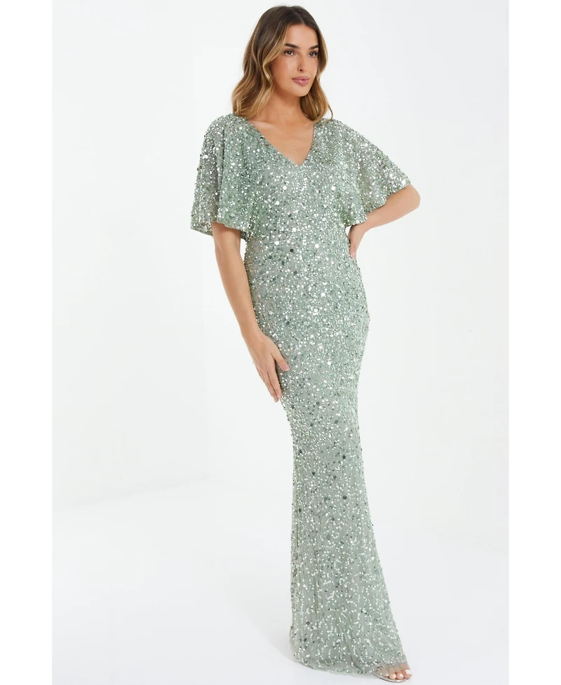 Quiz Women's Sequin Batwing Maxi Dress