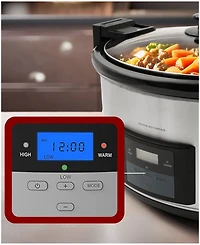 Elite Cuisine 8.5 Quart Stainless Steel Programmable Slow Cooker with locking lid