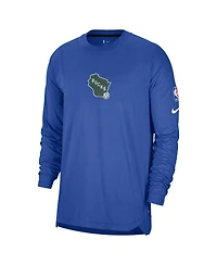 Nike Men's Royal Milwaukee Bucks 2024/25 City Edition Authentic Pregame Performance Long Sleeve Shooting T-Shirt
