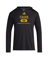 Adidas Men's Black Grambling Tigers 2024 Sideline Hooded Long Sleeve T-Shirt