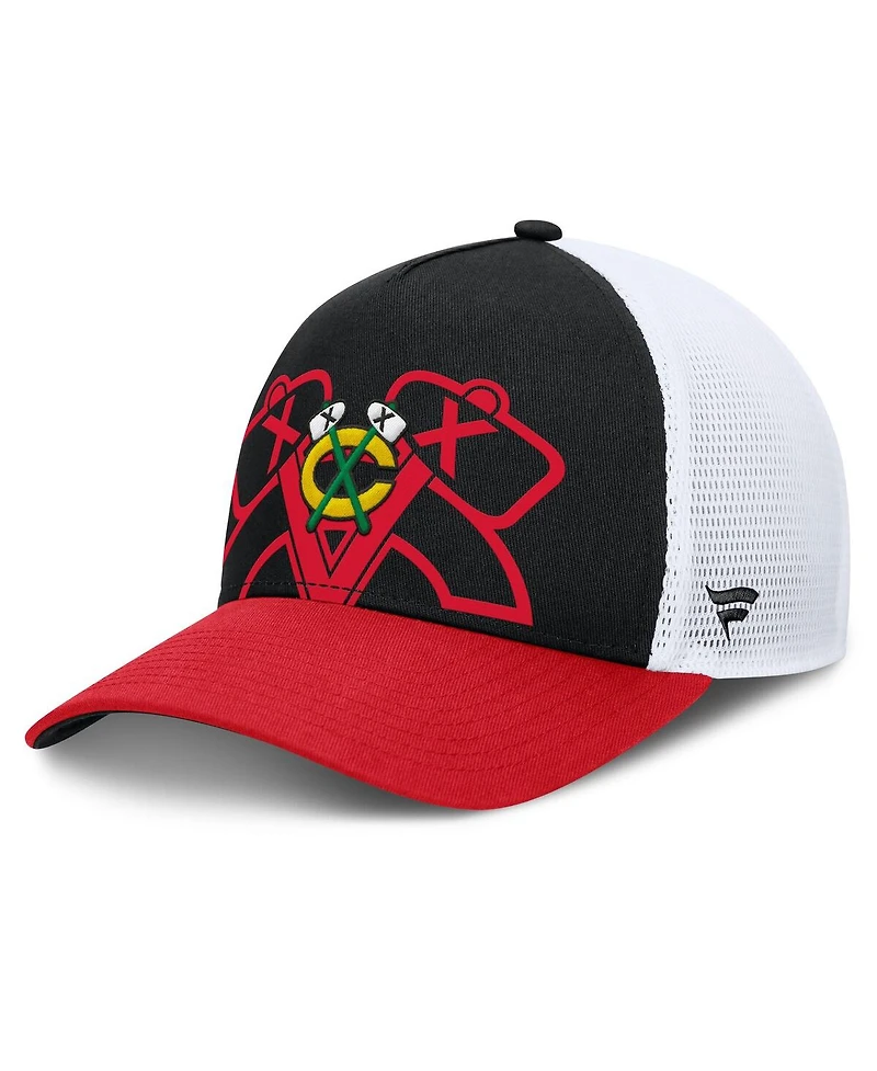 Fanatics Men's Black/Red Chicago Blackhawks Authentic Pro A-Frame Rink Adjustable Hat
