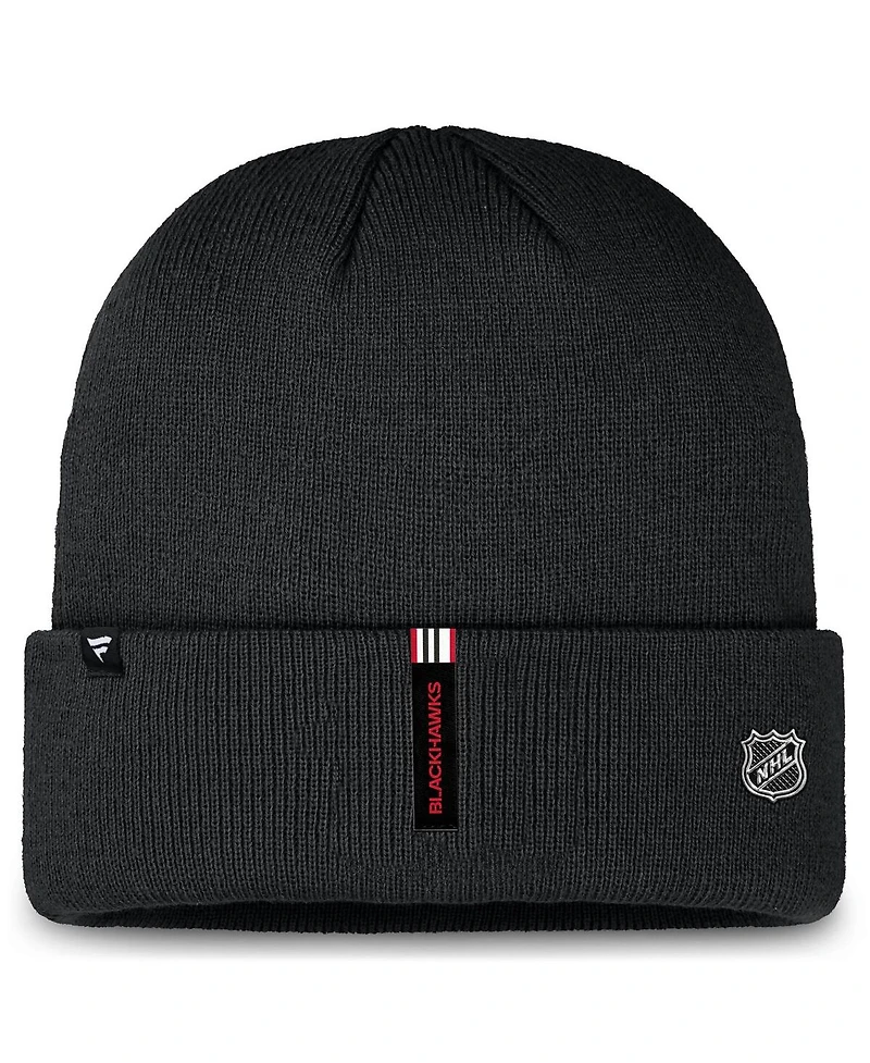 Fanatics Men's Black Chicago Blackhawks Authentic Pro Cuffed Knit Hat