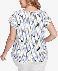 Hearts Of Palm Plus Making Waves Flip Flop Print Top