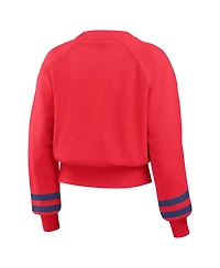 Wear by Erin Andrews Women's Red Philadelphia Phillies Vintage Washed Cropped Pullover Sweatshirt