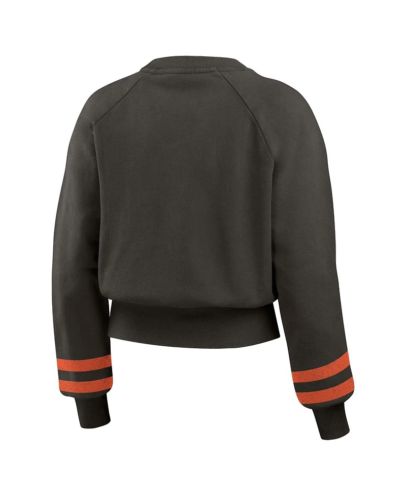 Wear by Erin Andrews Women's Black San Francisco Giants Vintage Washed Cropped Pullover Sweatshirt