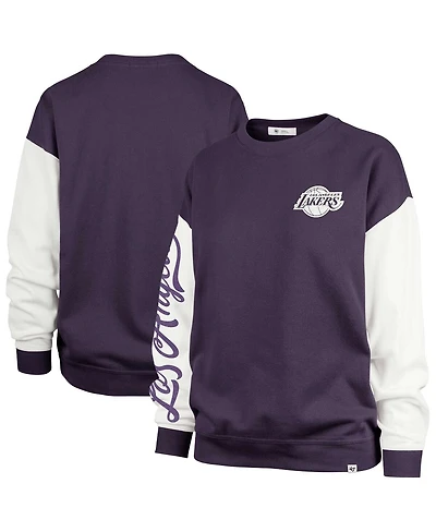 '47 Brand Women's Oversized Pullover Sweatshirt Purple Los Angeles Lakers Rise Andie Pullover Sweatshirt