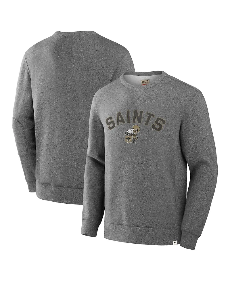 Fanatics Men's Heather Gray New Orleans Saints Loop Terry Pullover Sweatshirt