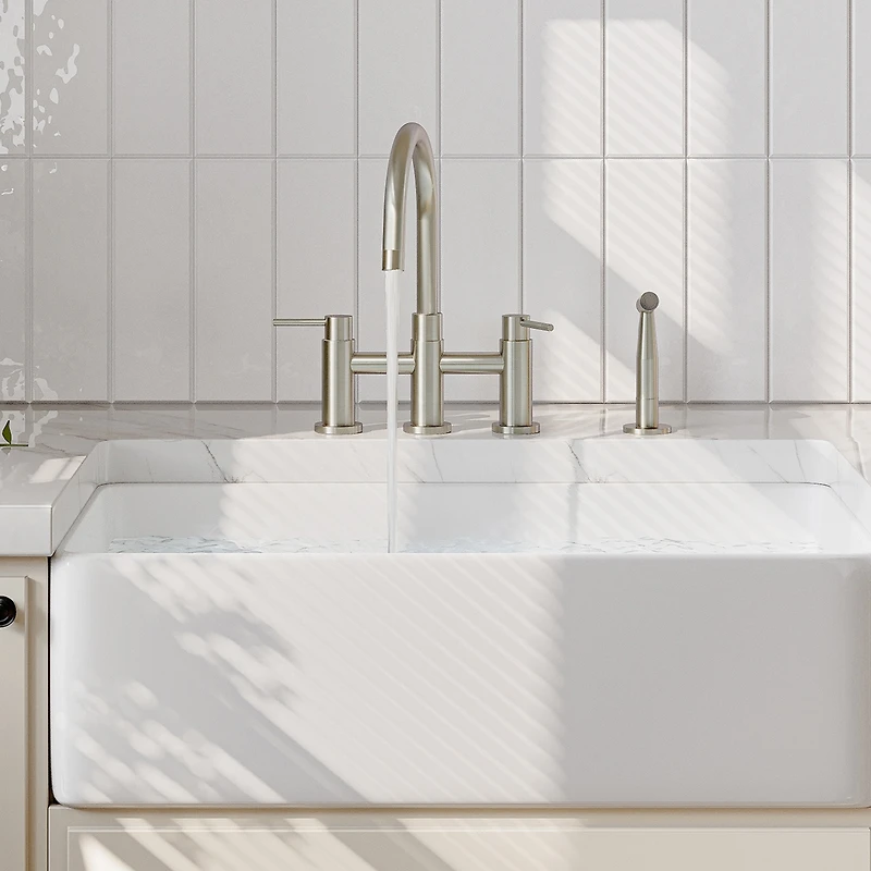 3 Hole Kitchen Faucet with Pull Down Sprayer and Faucet Side Sprayer
