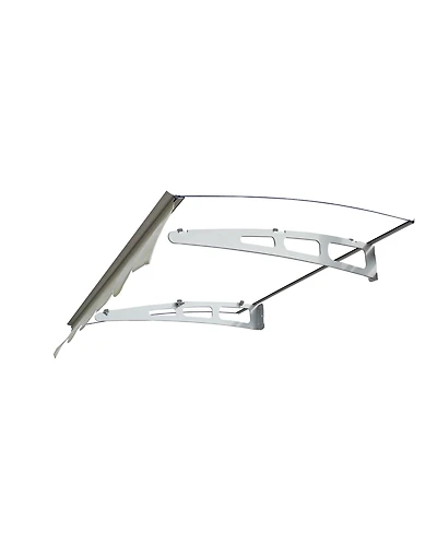 Door Window Awning Made of 0.137 Inch Thick Crystal Solid Polycarbonate Sheet and Aluminum Alloy with Valance in size of 47" Wide x 34" Deep for Mason
