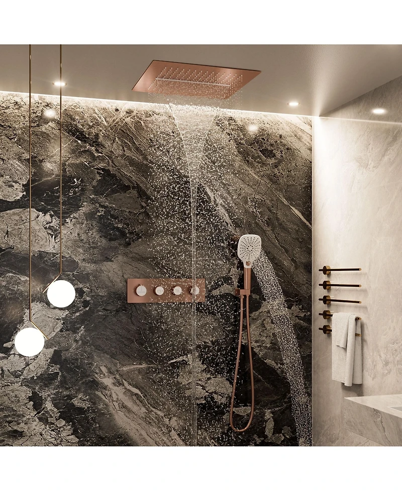 3 Functions Thermostatic Complete Rainfall Shower System with Body Spray