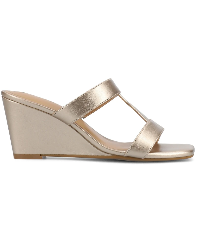 Journee Collection Women's Clodie T Strap Dress Wedge Sandals
