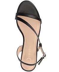 Journee Collection Women's Jemry Asymmetrical Strap Kitten Heel Dress Sandals