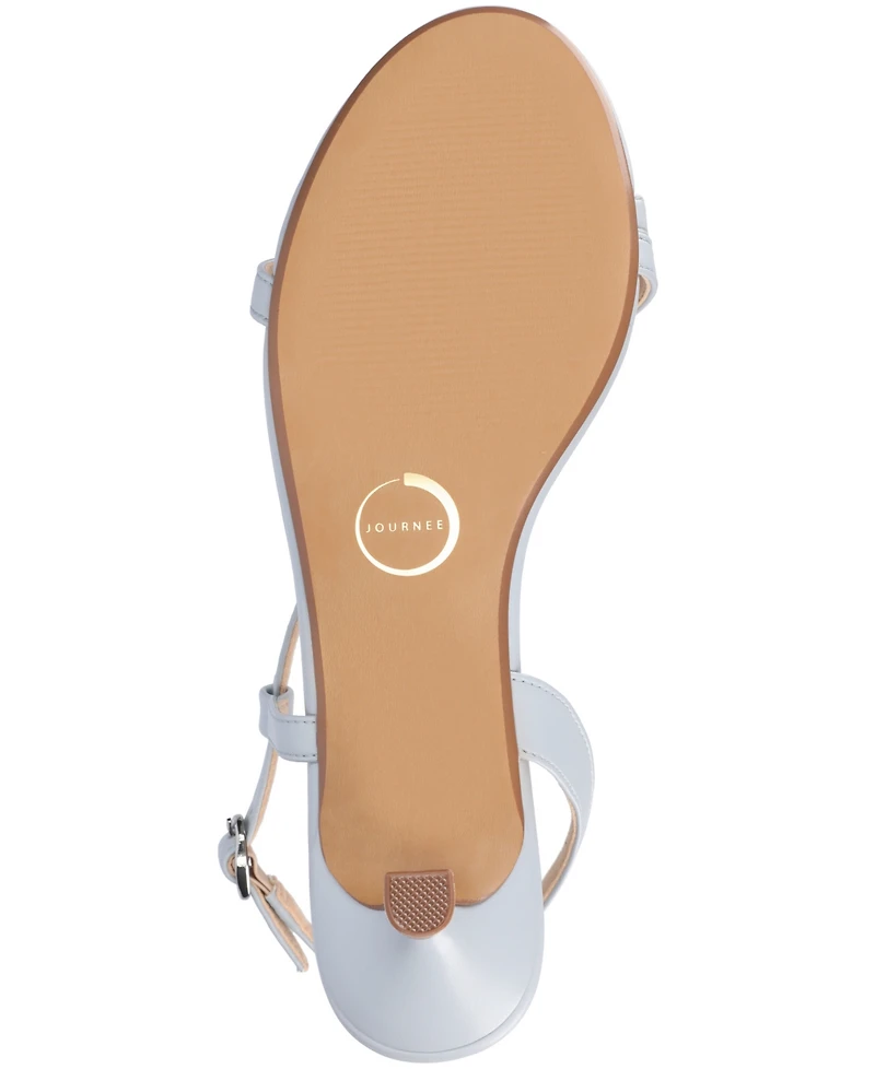 Journee Collection Women's Jemry Asymmetrical Strap Kitten Heel Dress Sandals