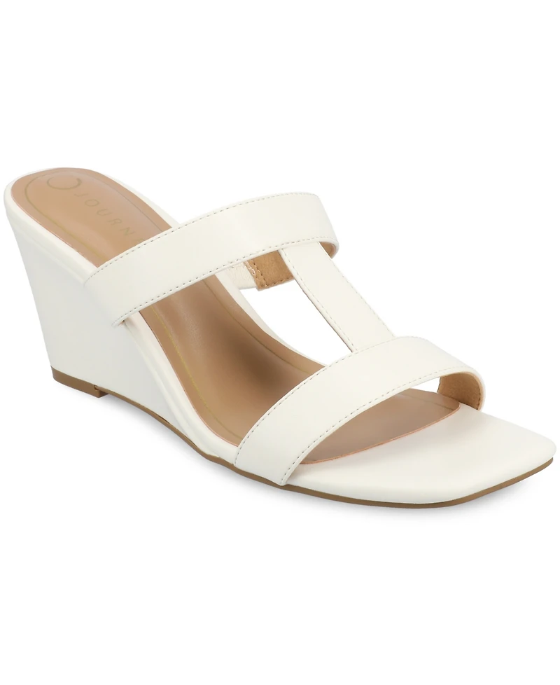 Journee Collection Women's Clodie T Strap Dress Wedge Sandals