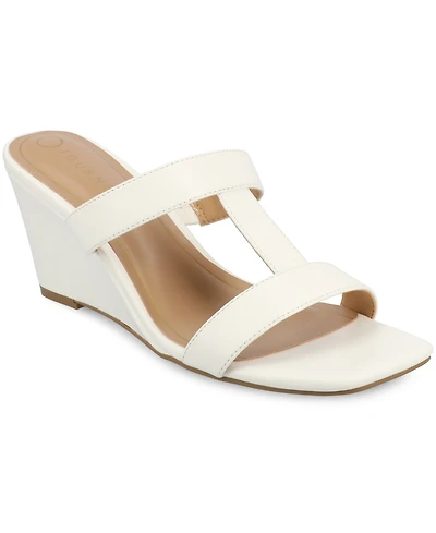 Journee Collection Women's Clodie T Strap Dress Wedge Sandals