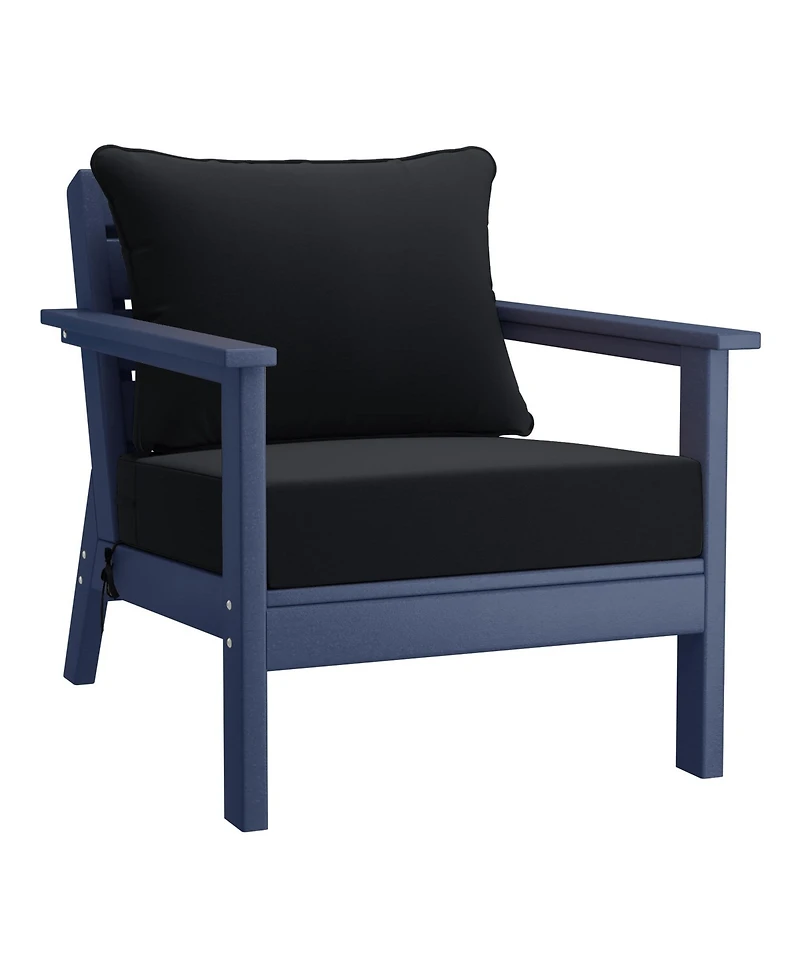 Outdoor 5-Piece Navy Blue Modular Sectional Patio Furniture Sofa Set