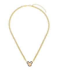 Disney Multi Color Crystal Mickey Mouse Curb Necklace and Hoop Earring Set