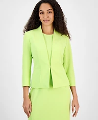 Kasper Women's Collarless Open-Front 3/4-Sleeve Jacket