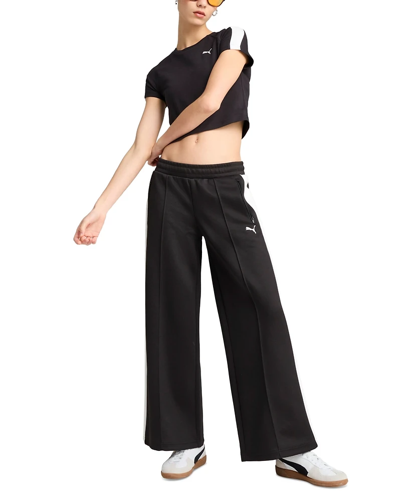 Puma Women's T7 Stripe Crewneck Cropped Baby T-Shirt