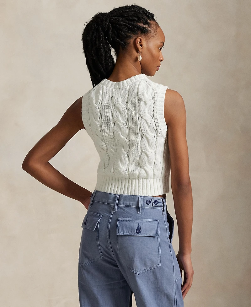 Polo Ralph Lauren Women's Cable-Knit Cotton Cropped Sweater Vest