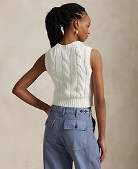 Polo Ralph Lauren Women's Cable-Knit Cotton Cropped Sweater Vest