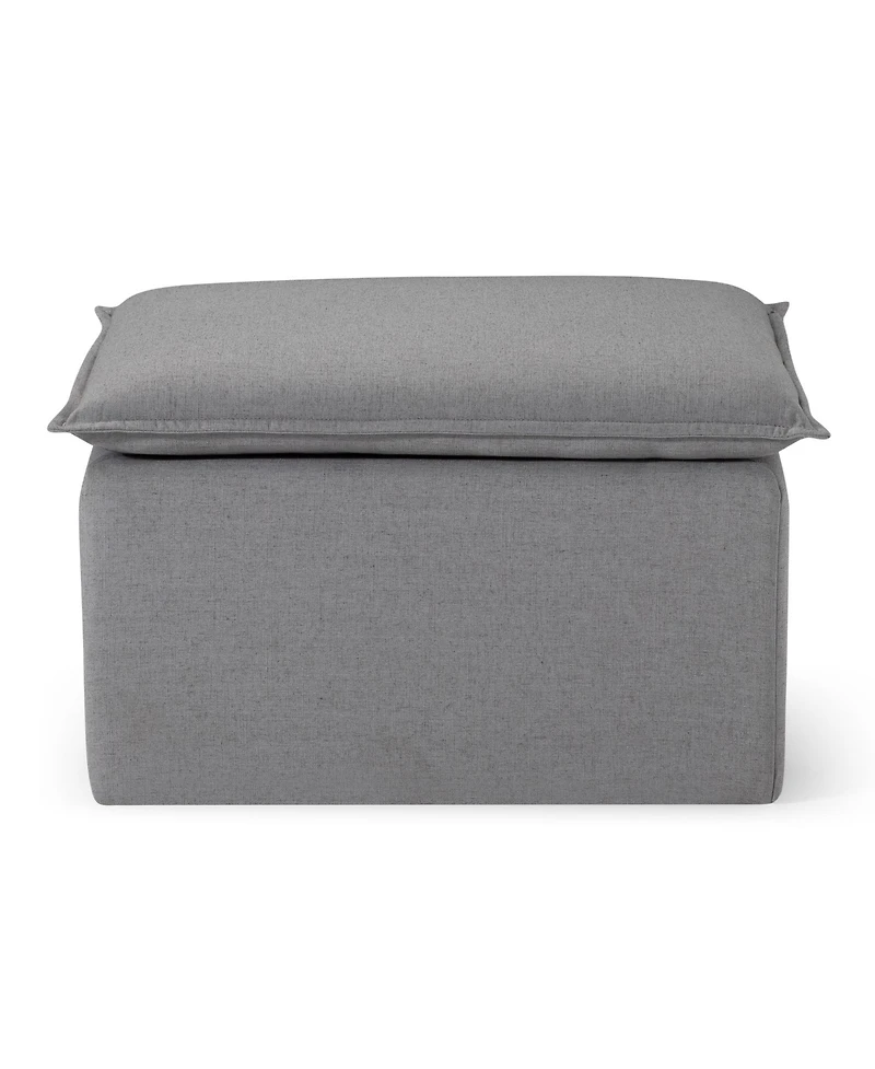 Maven Lane Claude Rustic Ottoman in Slate Fabric Upholstery