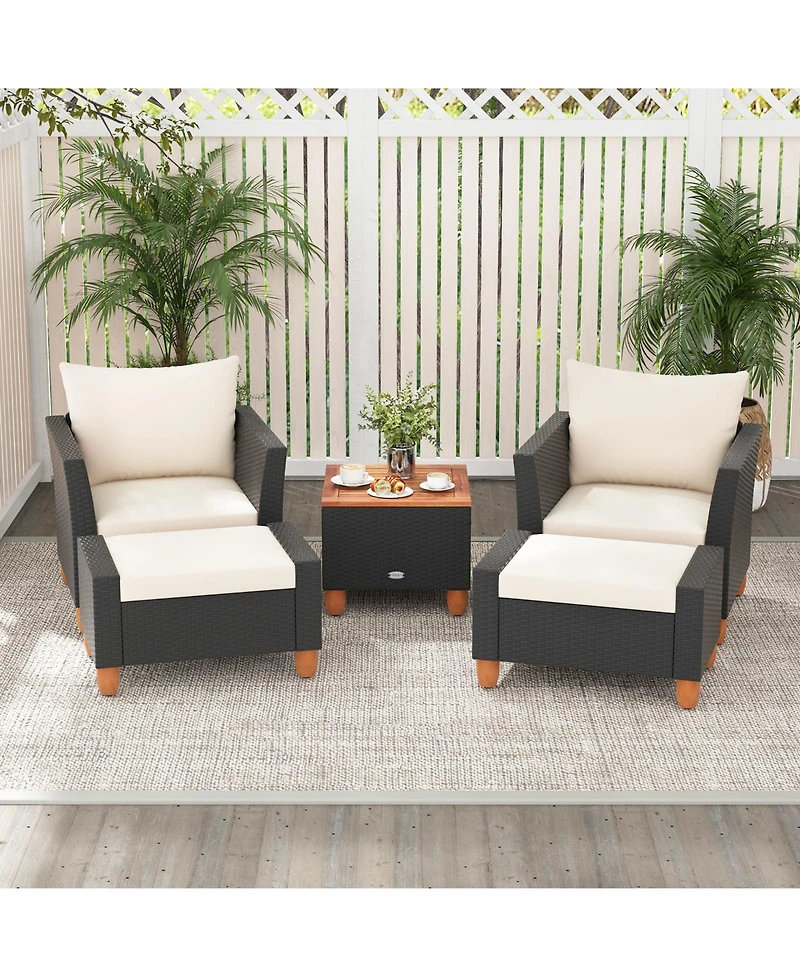5 Pieces Patio Furniture Set with Loveseat and Armchairs for Porch