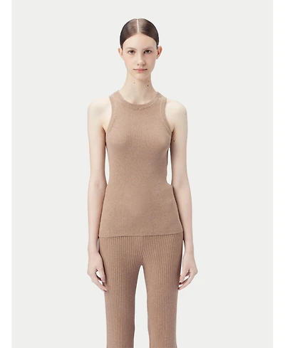 Gobi Cashmere Women's 100% Ribbed Cotton Silk Cashmere Blend Tank Top