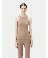 Gobi Cashmere Women's 100% Ribbed Cotton Silk Cashmere Blend Tank Top