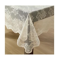 Hlc.me Jolene Floral Lace Fabric Tablecloth, Lace Fabric Table Cloth for Rectangle Tables, Wrinkle Resistant Tablecloth